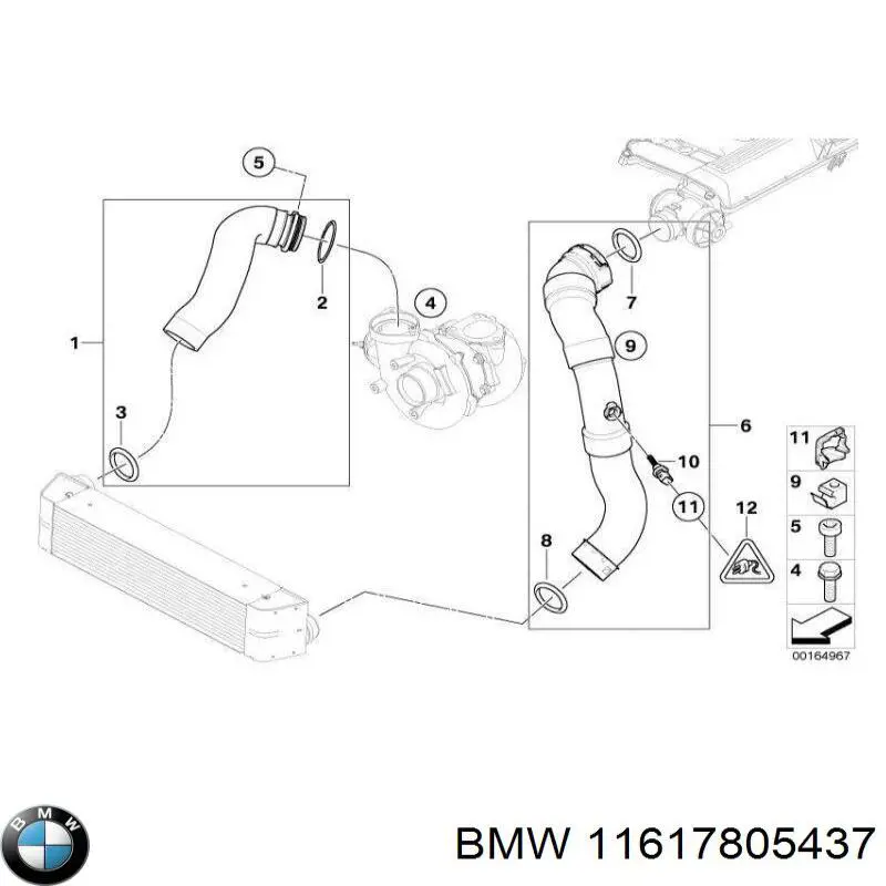 11617805437 BMW шланг/патрубок інтеркулера, лівий