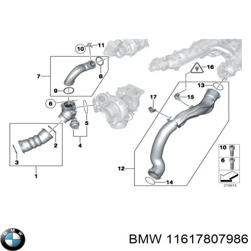 11617807986 BMW шланг/патрубок інтеркулера, лівий