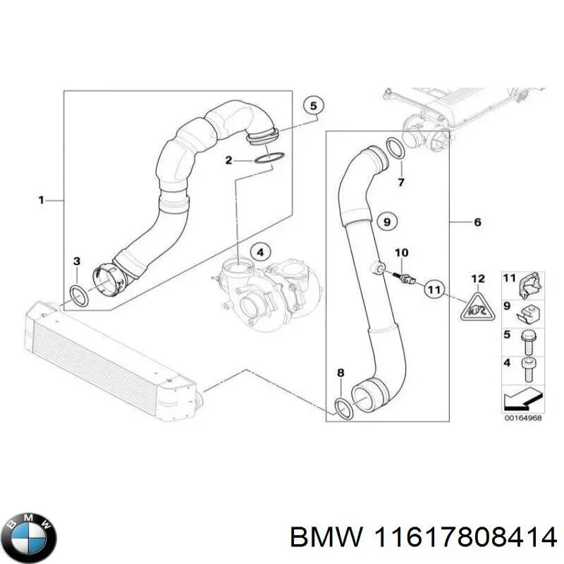 Шланг/патрубок інтеркулера, правий 11617808414 BMW