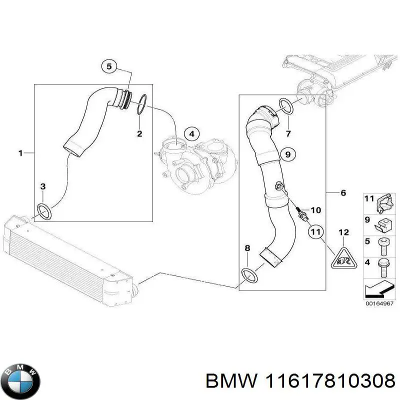 11617810308 BMW шланг/патрубок інтеркулера, лівий