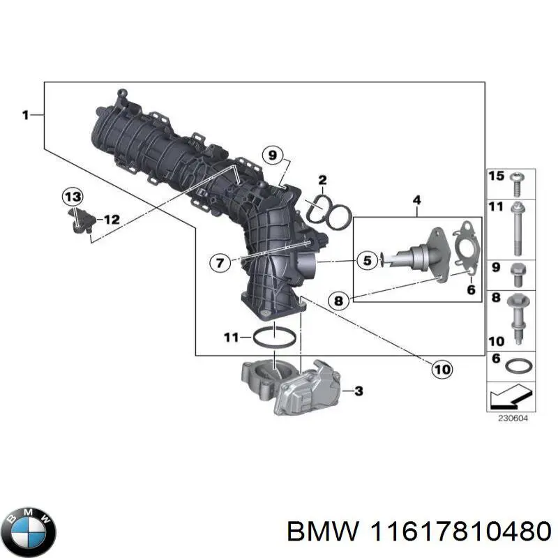 Патрубок радіатора системи рециркуляції ОГ на BMW X3 (F25)
