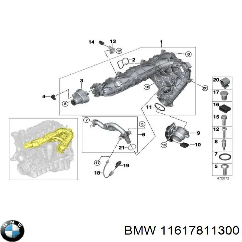 Клапан управления заслонкой впускного коллектора BMW 11617811300
