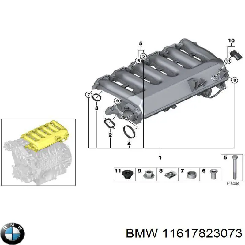 Колектор впускний BMW 11617823073 ціна, від 677.20 USD