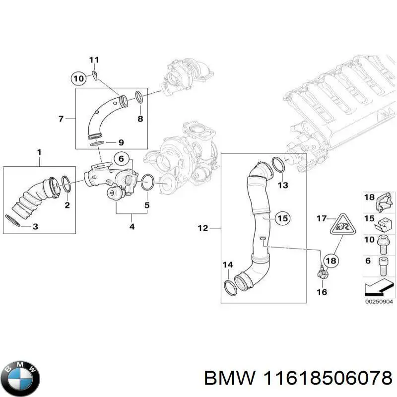 Шланг/патрубок интеркуллера BMW 11618506078 ціна, від 27.01 USD