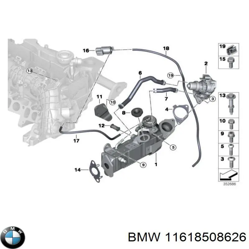 Прокладка холодильника EGR системи рециркуляції газів BMW 11618578785 ціна, від 9.96 USD