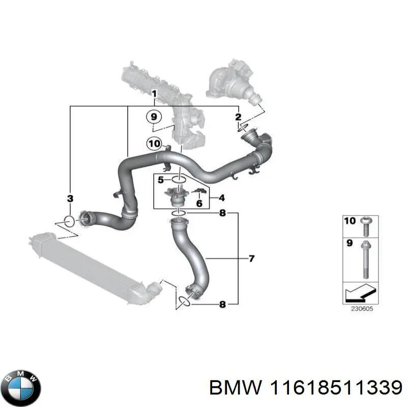 Патрубок повітряний, дросельної заслінки 11618511339 BMW