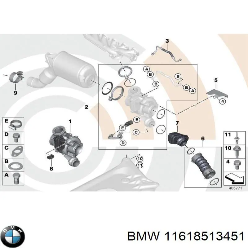 Трубка, що нагнітається права на BMW 7 (F01, F02, F03, F04)