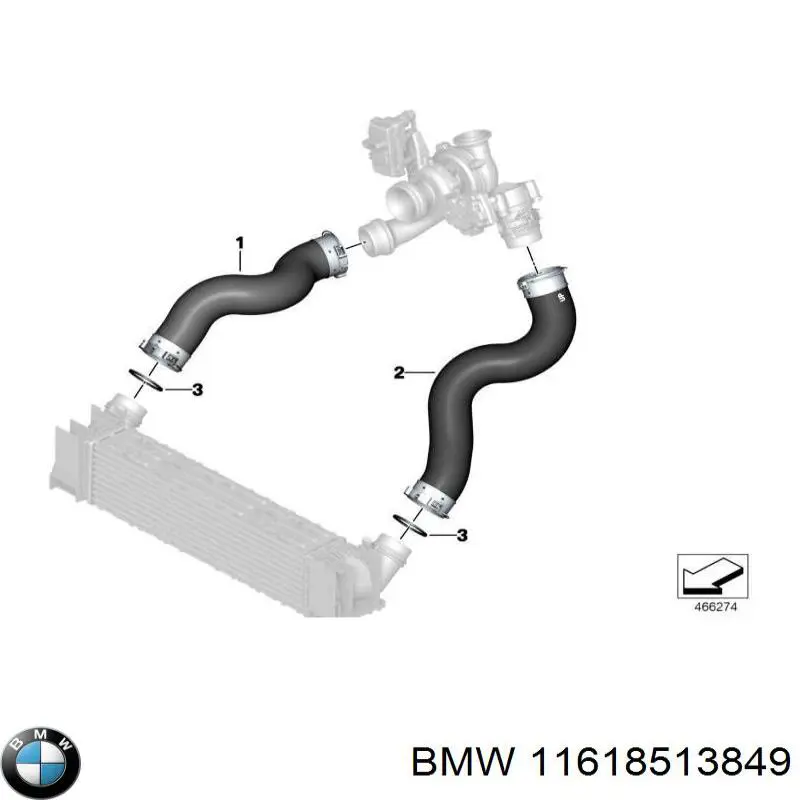 11618513849 BMW шланг/патрубок інтеркулера, лівий