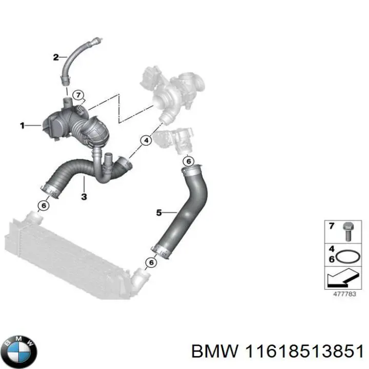 Трубка, що нагнітається BMW 11618513851 ціна, від 45.89 USD