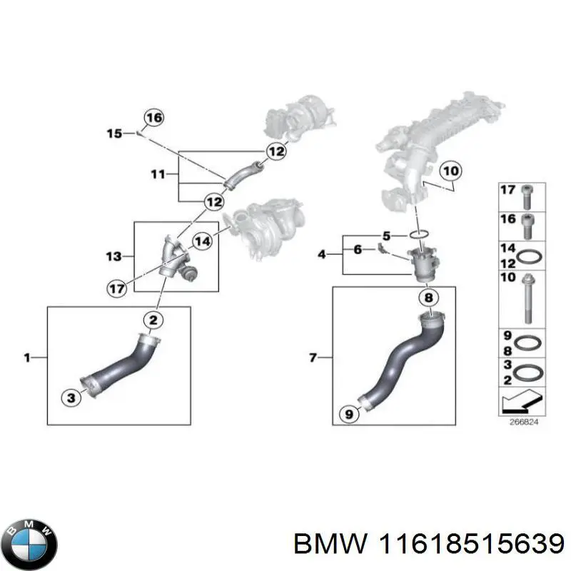 11618515639 BMW Шланг/патрубок интеркуллера