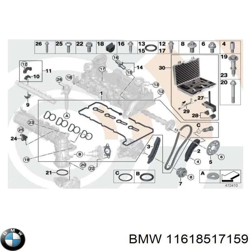 Прокладка впускного колектора BMW 11618517159 ціна, від 55.95 USD