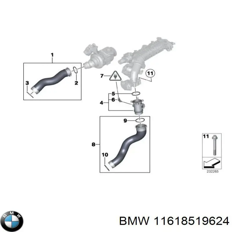 11618519624 BMW Трубка, що нагнітається