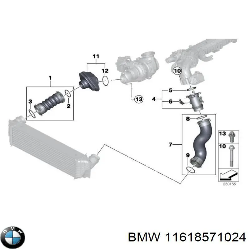 Купити 11618571024 BMW Шланг/патрубок интеркуллера