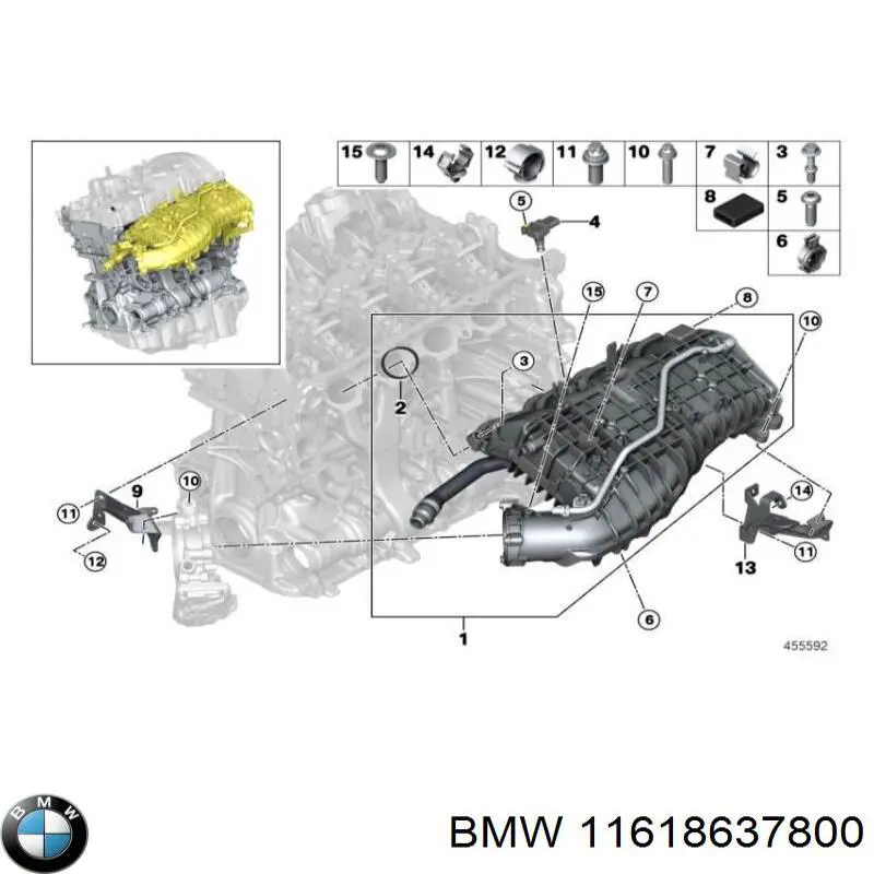 Прокладка впускного колектора BMW 11618637800 ціна, від 8.22 USD