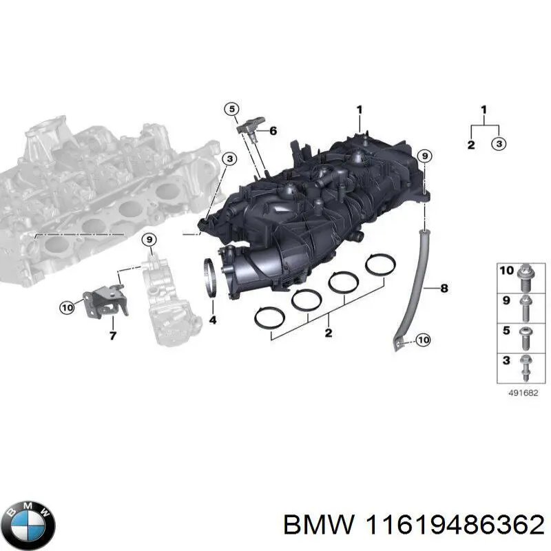 Прокладка впускного колектора BMW 11619486362 ціна, від 6.95 USD