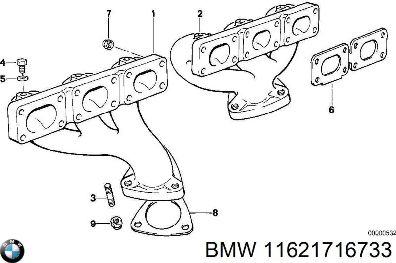 Колектор випускний задній 11621716733 BMW