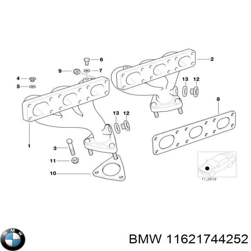 11621744252 BMW прокладка випускного колектора