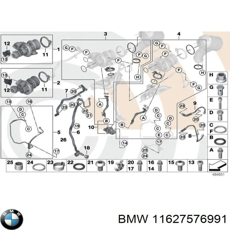 11627576991 BMW прокладка турбіни вихлопних газів, впуск