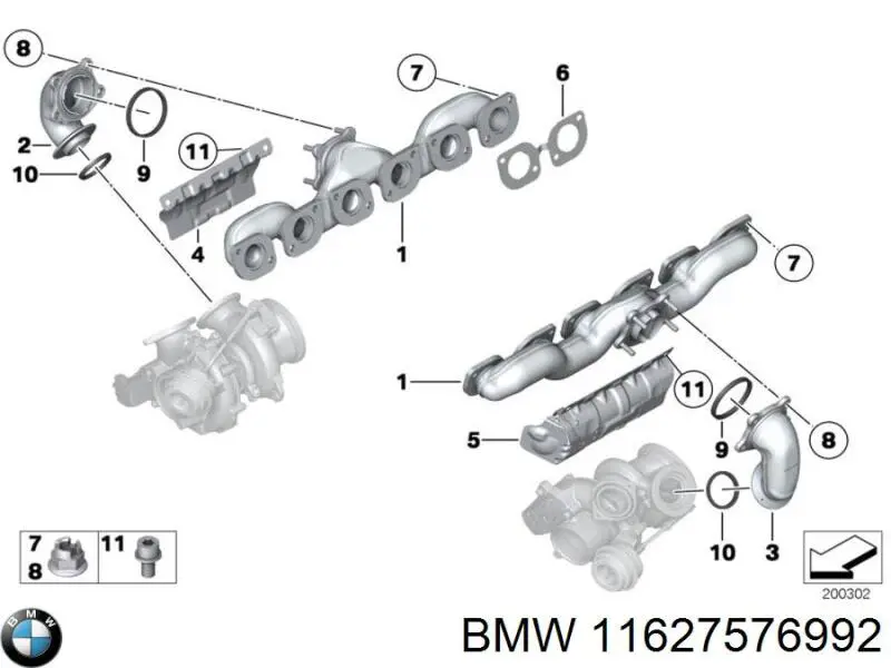 11627576992 BMW гайка кріплення приймальної труби глушника (штанів)