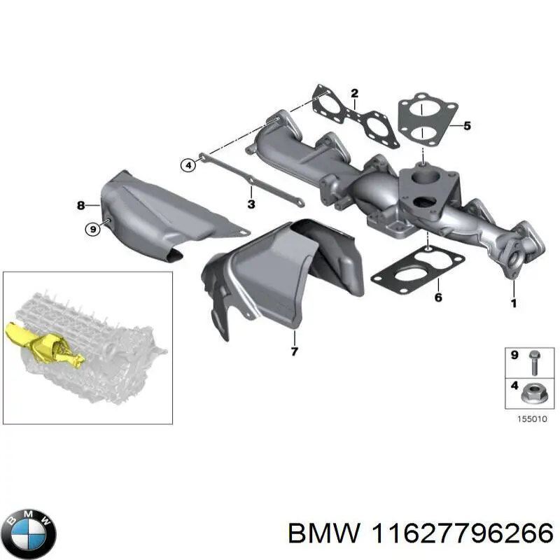 Газопроводи (колектор випускний) BMW 11627796266 ціна, від 171.65 USD