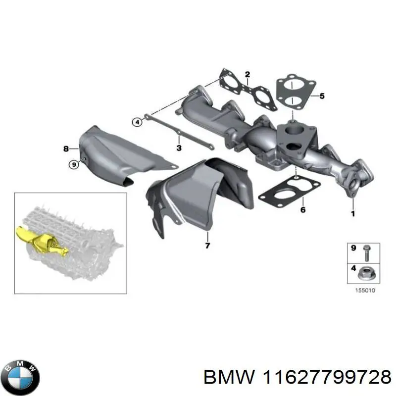 11627799728 BMW прокладка випускного колектора