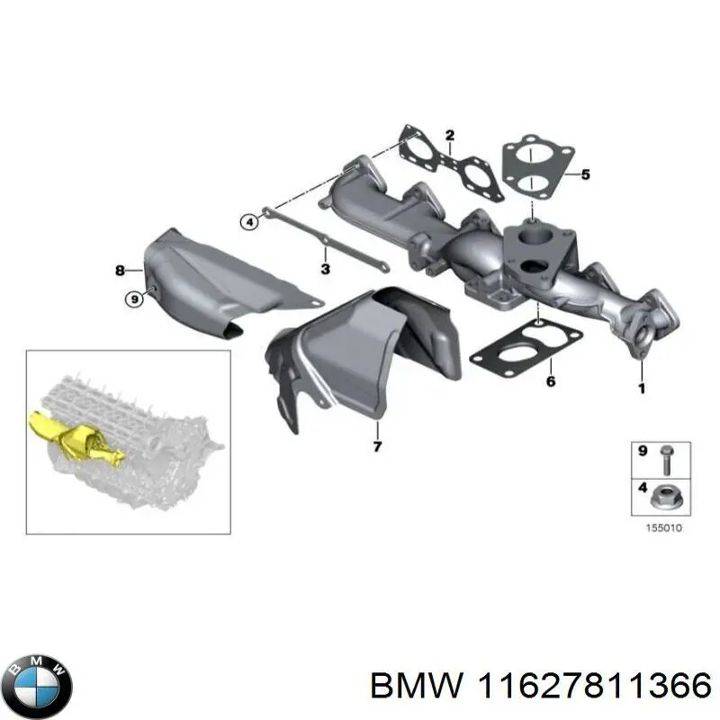 Газопроводи (колектор випускний) BMW 11627811366 ціна, від 304.74 USD
