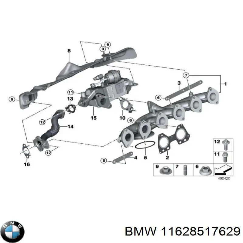 Газопроводи (колектор випускний) BMW 11628517629 ціна, від 526.86 USD