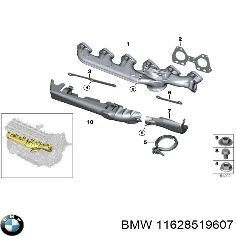 Газопроводи (колектор випускний) BMW 11628519607 ціна, від 31.67 USD
