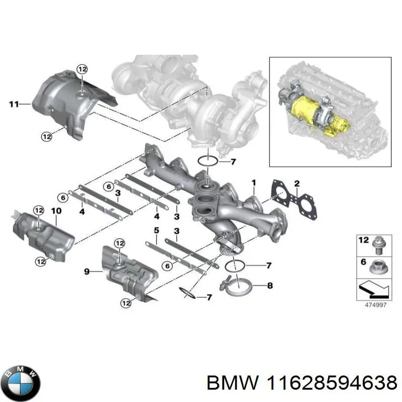 11628506402 BMW Прокладка випускного колектора