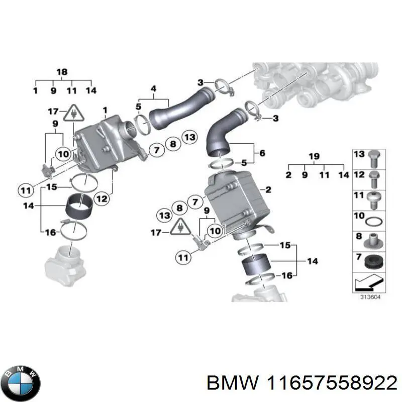 Скоба патрубка интеркуллера BMW 11657558922 ціна, від 10.68 USD