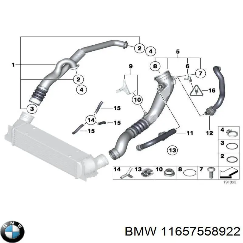 Купити 11657558922 BMW Скоба патрубка интеркуллера