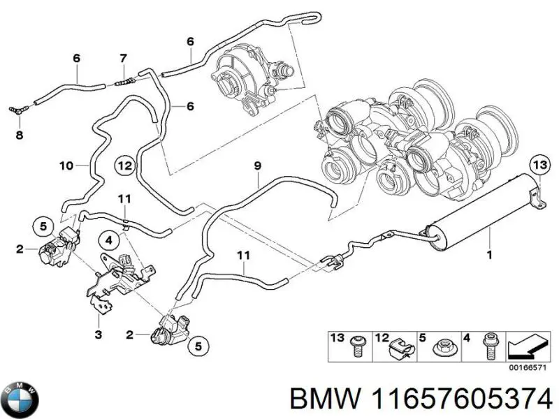 Ресивер вакуумний двигун BMW 11657571303 ціна, від 13.67 USD