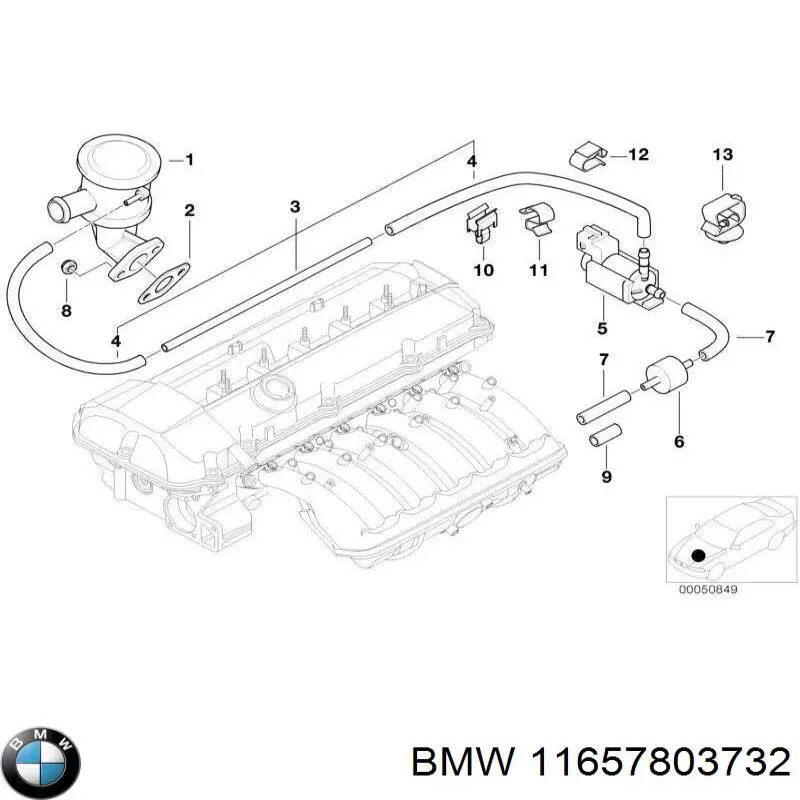 Патрубок вентиляції картера, масловіддільника 13717558465 BMW