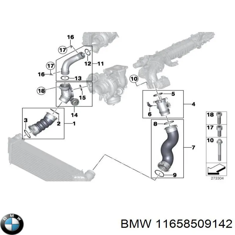 11658509142 BMW кільце патрубка турбіни, повітря, що нагнітається