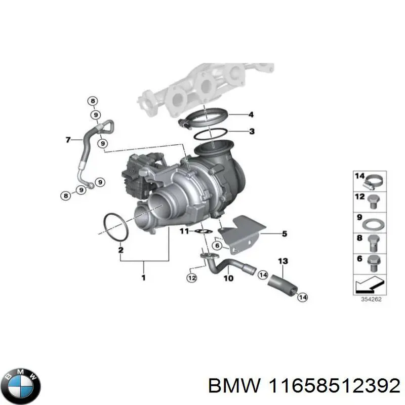 Кільце патрубка турбіни, повітря, що нагнітається на BMW 3 (E92)