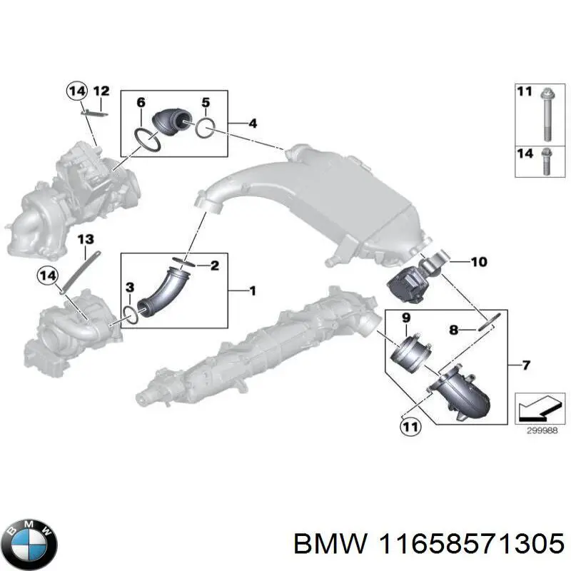 11658571305 BMW кільце патрубка турбіни, повітря, що нагнітається