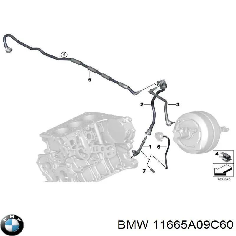 11665A09C60 BMW Трубопроводи підсилювача вакуумного