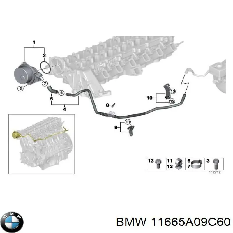 Трубопровід (гідровакуумного) підсилювача BMW 11665A09C60 ціна, від 10.14 USD