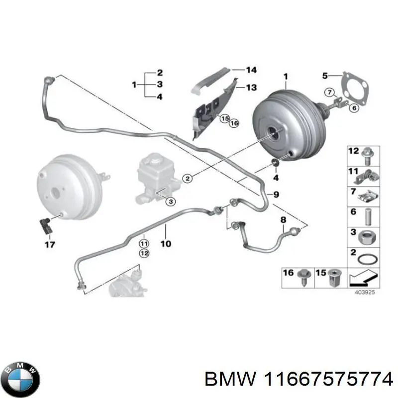 11667575774 BMW Трубопроводи підсилювача вакуумного