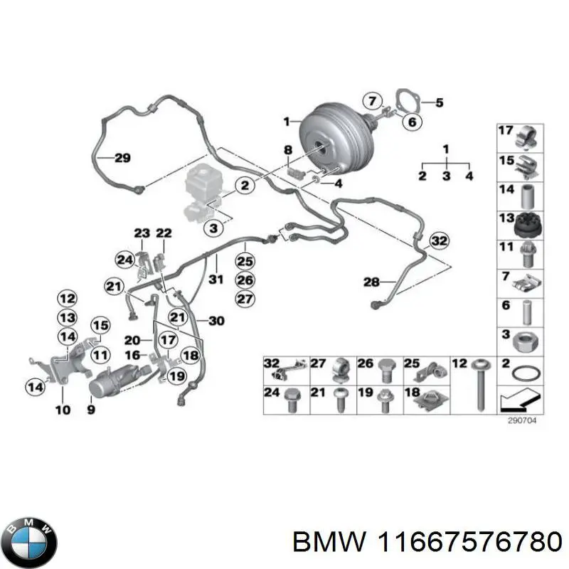 11667576780 BMW Трубка вакуумного підсилювача гальм
