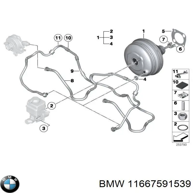 Купити 11667591539 BMW Трубка вакуумного підсилювача гальм