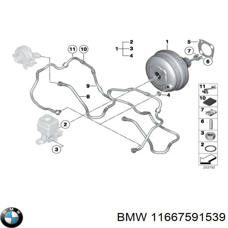 11667591539 BMW Трубка вакуумного підсилювача гальм