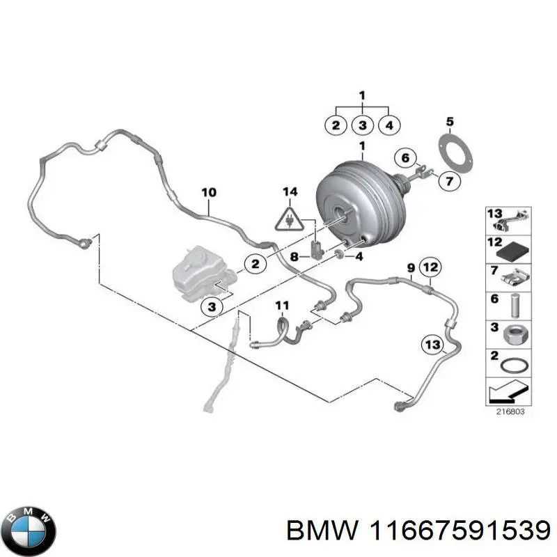 Трубопровід (гідровакуумного) підсилювача BMW 11667591539 ціна, від 16.93 USD