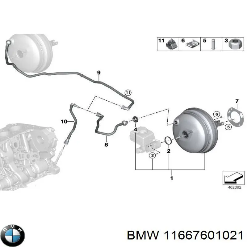 Трубка вакуумного підсилювача гальм 11667601021 BMW