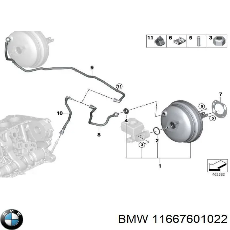 Трубка вакуумного підсилювача гальм 11667601022 BMW