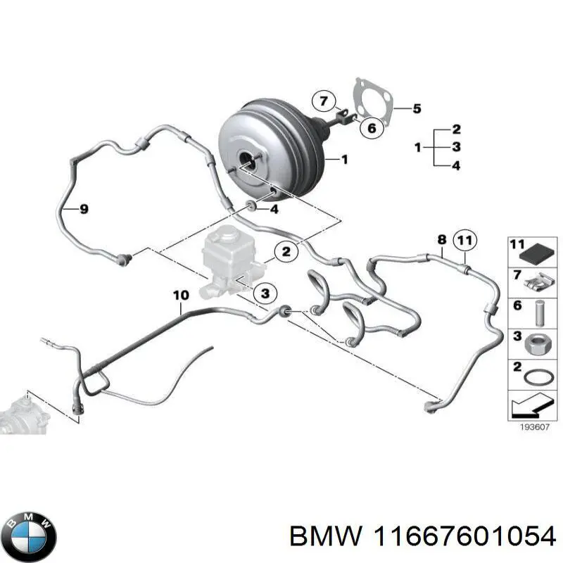 11667601054 BMW Трубопроводи підсилювача вакуумного