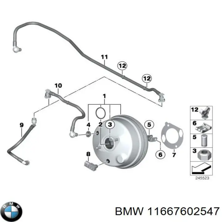 Трубопровід (гідровакуумного) підсилювача BMW 11667602547 ціна, від 13.89 USD