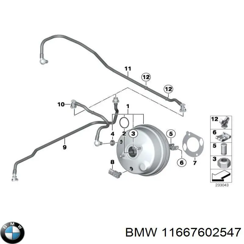 11667602547 BMW Трубка вакуумного підсилювача гальм