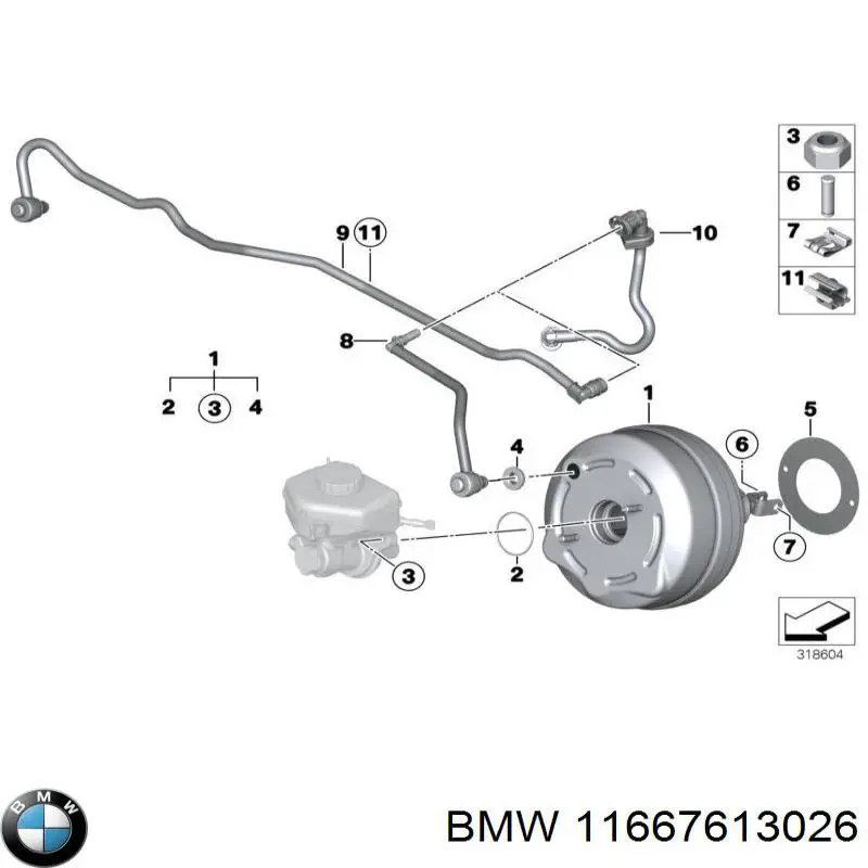 7613026 BMW Трубка вакуумного підсилювача гальм