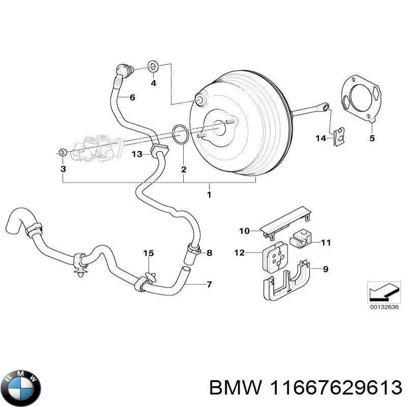 Купити 11667629613 BMW Трубка вакуумного підсилювача гальм